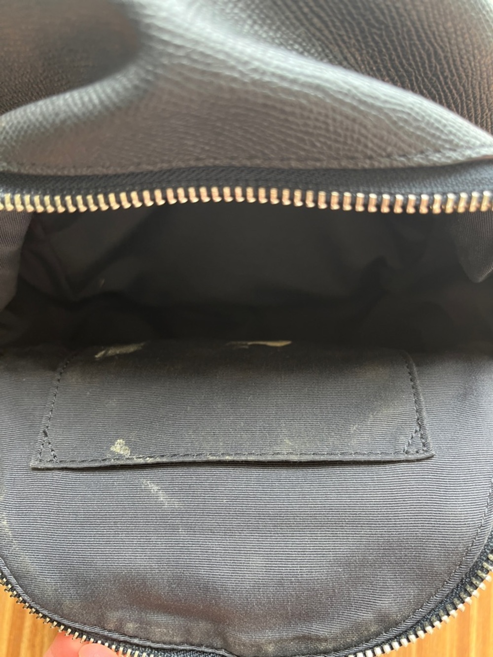Coach Black Leather Mini Backpack with Teal Patterned Pocket - Picture 5 of 6